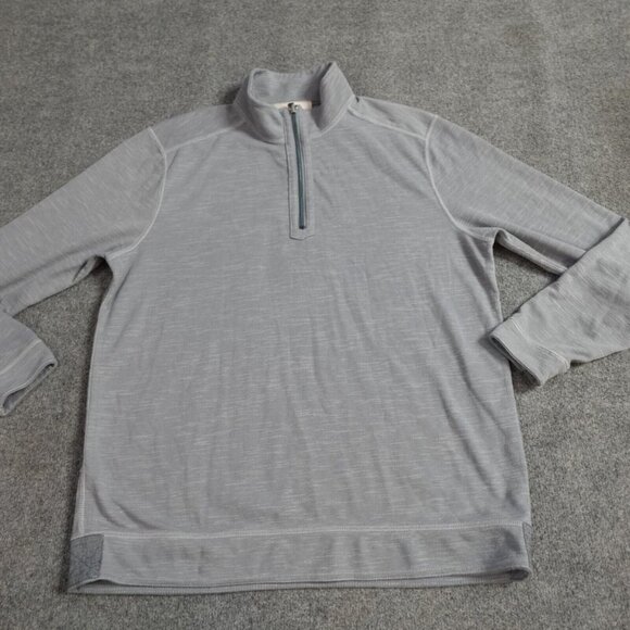 Tommy Bahama Pullover Shirt L Gray Long Sleeve 1/4 Zip Poly Cotton Reversible - Picture 1 of 12